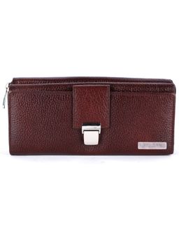 HiLEDER - Women Brown Textured Stylish Genuine Leather Wallet (M)