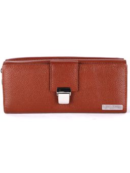 HiLEDER - Women Tan Textured Stylish Genuine Leather Wallet (M)