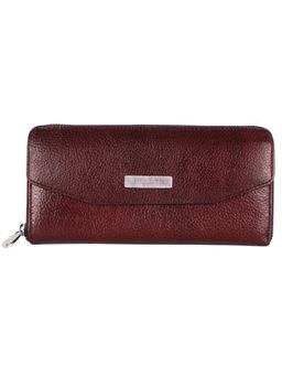 HiLEDER - Women Brown Genuine Leather Textured Purse Wallet (M)
