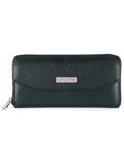 HiLEDER - Women Green Genuine Leather Textured Purse Wallet (M)