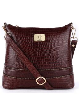 HiLEDER - Women Brown Leather Crossbody Sling Bag (M)
