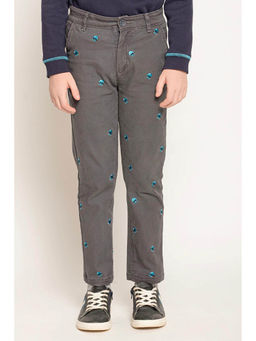 One Friday - Boys Grey Alien Embroidered Straight Fit Trouser