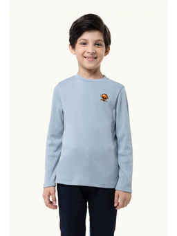 One Friday - Boys Sky Blue Knitted Full Sleeves T-Shirt