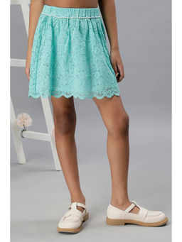 One Friday - Girls Green Lace Fabric Cotton Skirt
