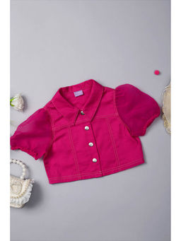 One Friday - Girls Collared Cotton Pink Top