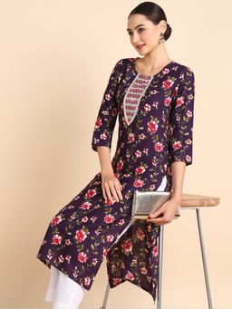 Maaesa - Women Casual Rayon Straight Printed Kurta