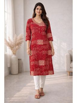 Autumnlane - Barnali Carmine Printed Kurta