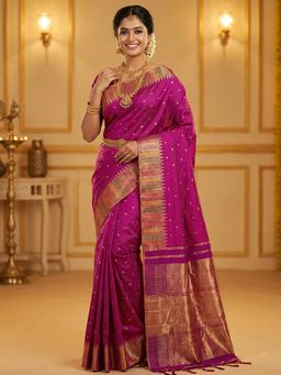 Sutriti - Women’s Royal Magenta Soft Semi Silk Saree With Unstitched Blouse