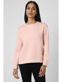Van Heusen - Women Pink Solid Round Neck Sweatshirt