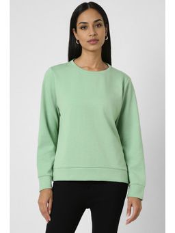 Van Heusen - Women Green Solid Round Neck Sweatshirt