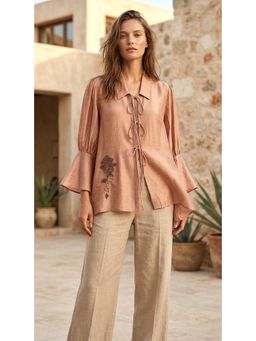 Basanti Kapde aur Koffee - Pink Cotton Silk Shirt