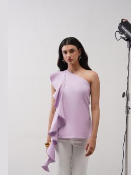 AMOSHI - One-Shoulder Cascade Pink Top
