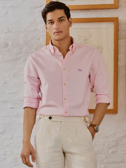 Andamen - Men Pink Oxford Full Sleeve Slim Fit Casual Shirt