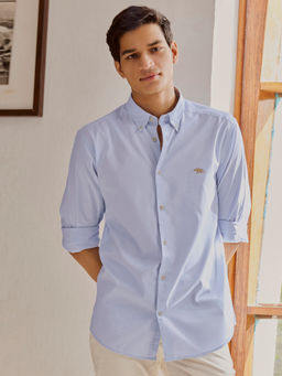 Andamen - Regular Fit Men Blue Full Sleeve Cotton Button Down Casual Shirt