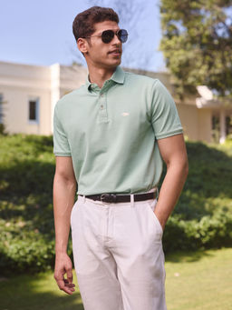 Andamen - Regular Fit Casual Mens Green Polo T-Shirt