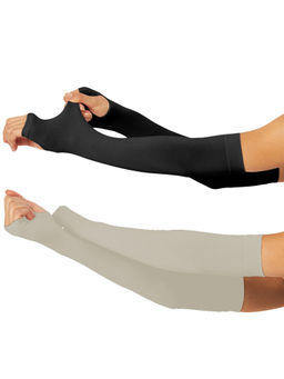 Secrets By ZeroKaata - Unisex Solid Assorted Pack of 2 UV Protection Arm Sleeves Gloves