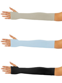 Secrets By ZeroKaata - Unisex Solid Assorted Pack of 3 UV Protection Arm Sleeves Gloves