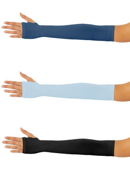 Secrets By ZeroKaata - Unisex Solid Assorted Pack of 3 UV Protection Arm Sleeves Gloves