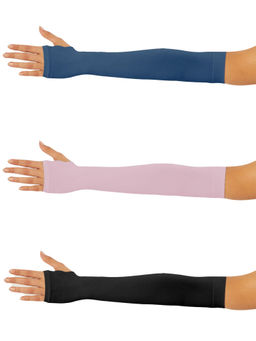Secrets By ZeroKaata - Unisex Solid Assorted Pack of 3 UV Protection Arm Sleeves Gloves