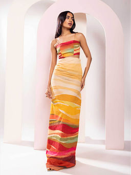 Poppi - Flow Printed Cutout Maxi Dress