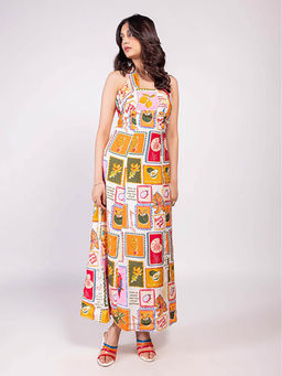 Poppi - Stamp Printed Halter Neck Dress