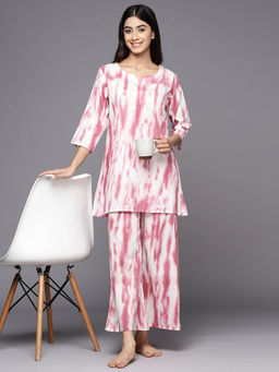 Libas - Pink Printed Cotton Night Suits For Women