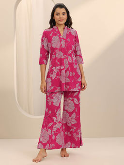 Libas - Pink Printed Cotton Night Suits For Women