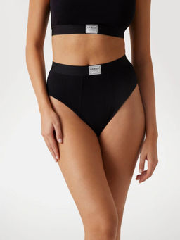 Guess - Modal Solid Black Tessa High Waist Brazilian Hipster