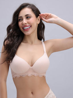 Zivame - Beige Padded Non Wired Medium Coverage T-Shirt Bra