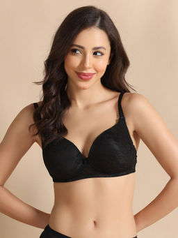 Zivame - Black Padded Non Wired Medium Coverage T-Shirt Bra