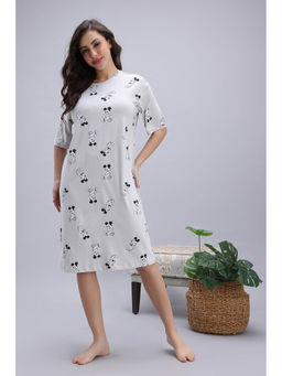 Zivame - Grey Mickey and Friends Knit Cotton Loungewear Nightdress