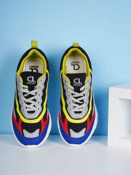 Carlton London - Women Navy Blue and Lemon Woven Design Sneakers