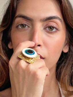 Pipa Bella by Nykaa Fashion - Chic Evil Eye Meenakari Ring