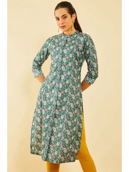 Soch - Women Teal Green Rayon Paisley Kurta