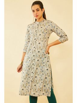 Soch - Women Beige Rayon Floral Print Kurta