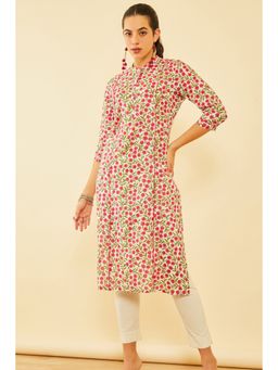 Soch - Women Red Cotton Floral Print Kurta