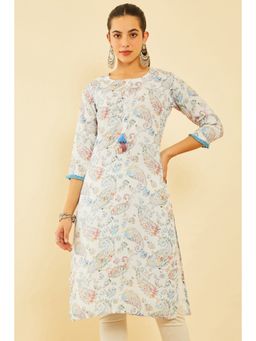 Soch - Women White Viscose Paisley Kurta
