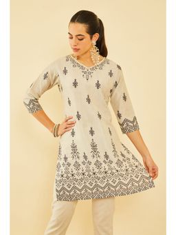 Soch - Women Beige Cotton Print Kurta
