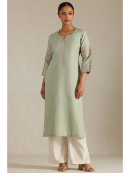 Soch - Womens Sap Green Viscose Blend Embroidered Kurta