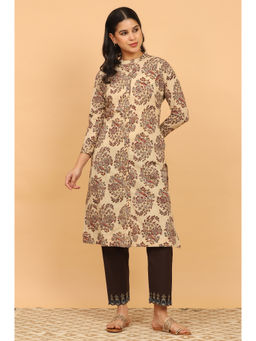 Folksong - Light Beige Kalamkari Print Shirt Kurta