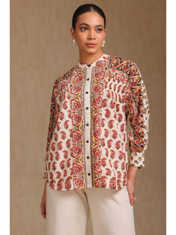 Soch - Womens Orange Cotton Flex Paisley Print Tunic