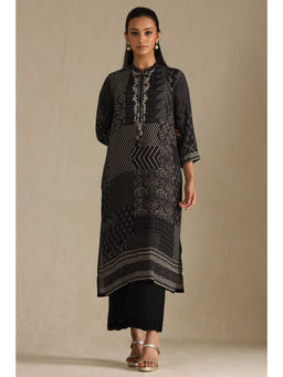Soch - Womens Black Muslin Ethnic Motif Zardosi Kurta
