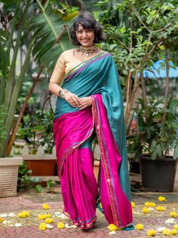 Suta - Multi Cotton Blend Saree with Unstitched Blouse
