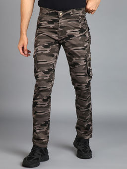 Urbano Fashion - Mens Navy Blue Regular Fit Military Camouflage Cargo Chino Pant