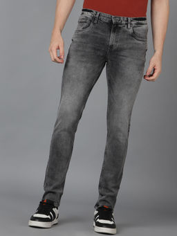 Urbano Fashion - Mens Grey Slim Fit Washed Jeans Stretchable