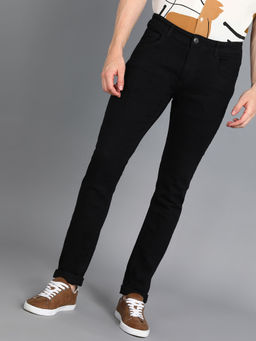 Urbano Fashion - Mens Black Skinny Fit Washed Jeans Stretchable