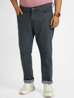 Urbano Plus - Mens Grey Regular Fit Washed Jeans Stretchable