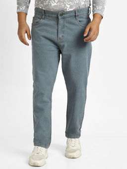 Urbano Plus - Mens Light Grey Regular Fit Washed Jeans Stretchable