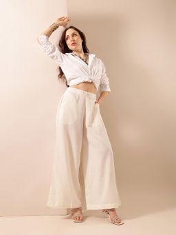 ISHIN - Comfy Natural Flared Trouser