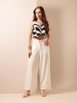 ISHIN - Comfy Natural Flared Trouser